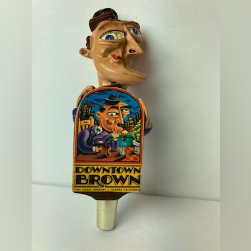 Lost Coast Brewery Downtown Brown Beer Tap Handle Duane Flatmo Art Figural VTG